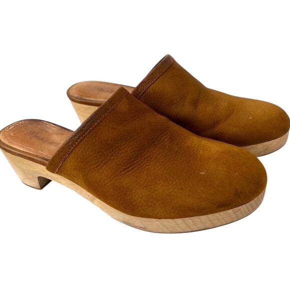 MADEWELL The Ruby Clogs in Suede and Wooden Block Heels in Tan Women's Size 6.5 - Picture 9 of 13